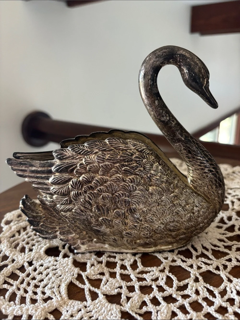 Vintage Godinger Silverplated Swan Figurine Letter Holder Made in Italy 1984